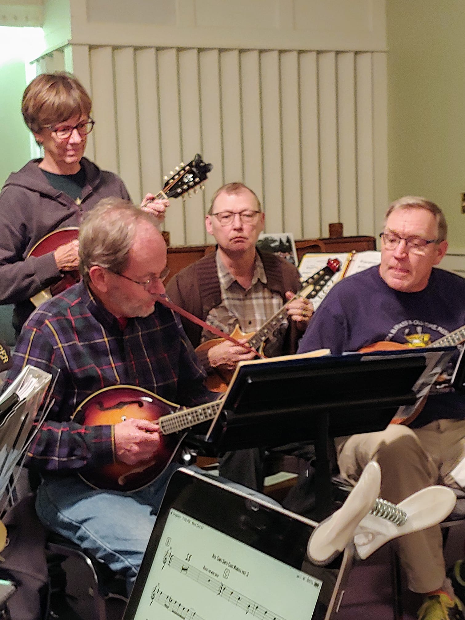 group of 6 MMO players posing after an outdoor rehearsal